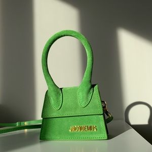 JACQUEMUS GREEN SUEDE LE CHIQUITO CLUTCH